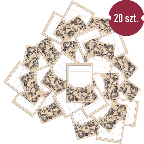 Lipnios etiketės 60 x 90 mm buteliams, stiklainiams, vaisių eskizas - 20 vnt. - 3