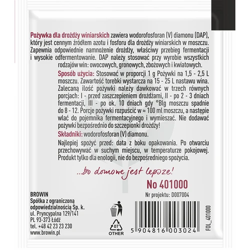 Maistinė medžiaga vyninėms mielėms, 10 g - 2