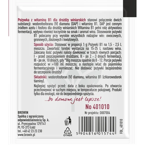 Maistinė medžiaga vynui su vitaminu B1, 10g - 2