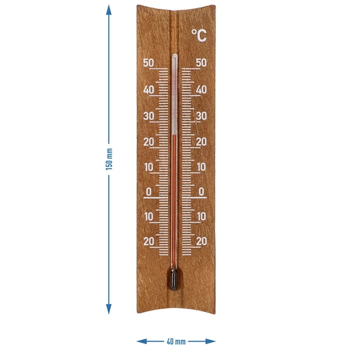 Medinis kambario termometras (nuo -20 iki +50 °C), tamsiai rudas, 15 cm - 5