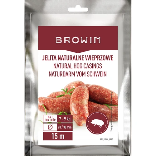 Natūralios kiaulių žarnos – kalibras 28/30 mm, 15 m