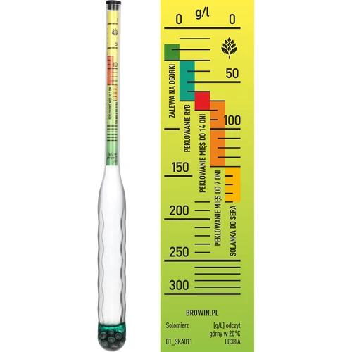 Nesudužtantis sūromatis su mėgintuvėliu, matavimo diapazonas: 0–300 g druskos/L - 3