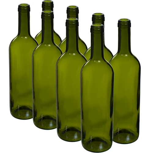 Olivinės spalvos vyno butelis 0,75 L - pakuotė 8 vnt.