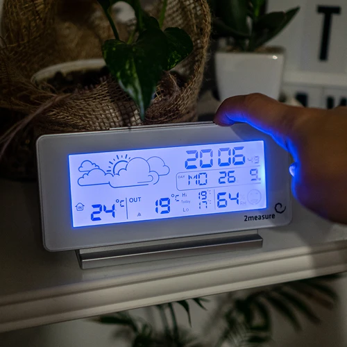 Orų stotelė RCC, DCF – elektroninė, belaidė, su apšviečiamu jutikliu, balta - 11