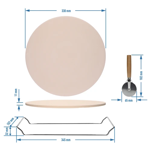 Picos akmuo su laikikliu ir pjaustytuvu, iš kordieryto, apvalus, 33 cm - 8