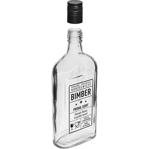 Plokščias butelis (piersiówka) 500 ml su užsukamu kamšteliu, spauda „Bimber PRL“, 1 vnt. - 3
