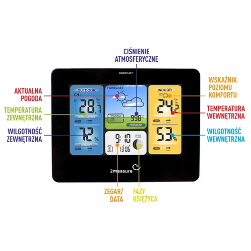 RCC meteorologinė stotelė – elektroninė, su apšvietimu, belaidė, su jutikliu, juoda - 9