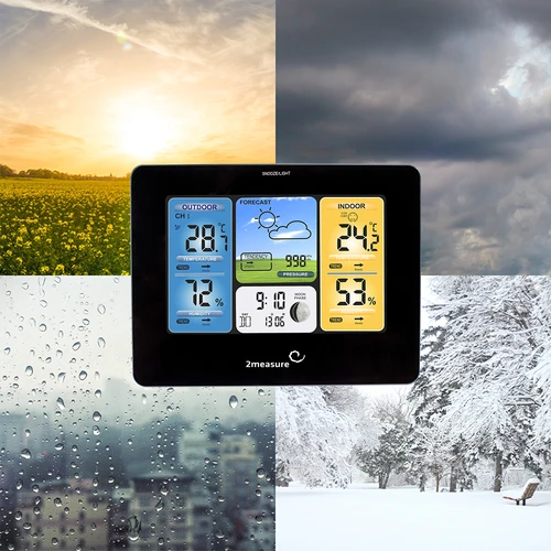 RCC meteorologinė stotelė – elektroninė, su apšvietimu, belaidė, su jutikliu, juoda - 18