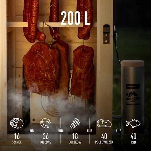 Rūkykla su Wi‑Fi, 200 L – dragON WOOD 100IQ su elektriniu šildymo moduliu ir valdikliu, malkomis kūrenama - 10