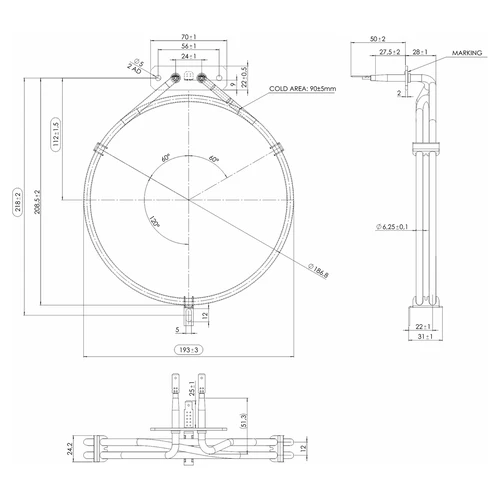 Rūkyklos kaitinimo elementas - 1,5 kW - 4