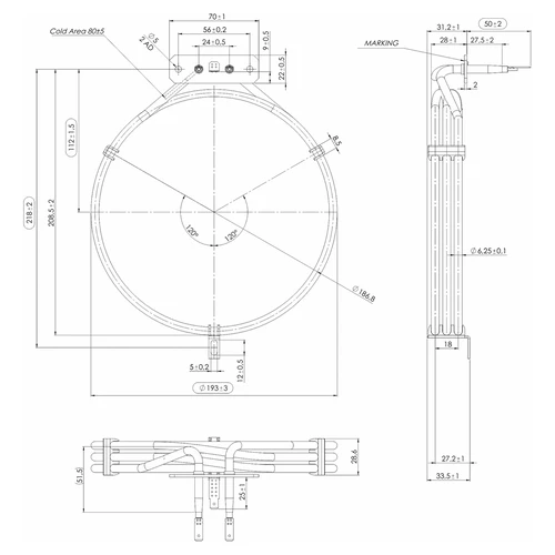 Rūkyklos kaitinimo elementas - 2,7 kW - 4