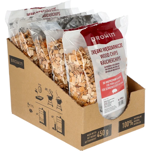 Rūkymo/grilio drožlės kiaulienai – mišinys (70 % alksnio, 30 % buko), 450 g, kl. 10 - 2