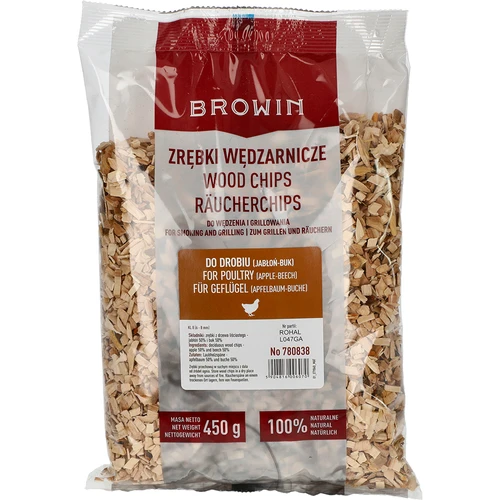 Rūkymo ir grilinimo drožlės, 50% obelis + 50% bukas, 450 g, kl. 8