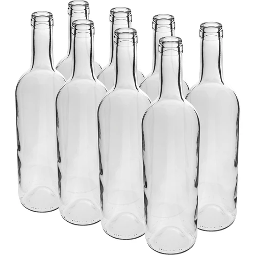 Skaidrus vyno butelis 0,75 L – termo plėvelės pakuotė, 8 vnt.