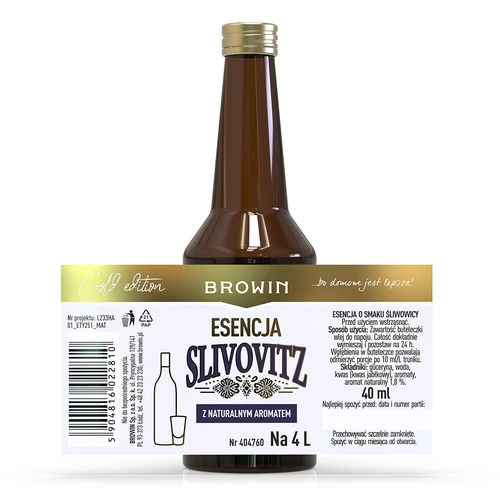 Slyvų degtinės skonio esencija, skirta 4 l, 40 ml - 4