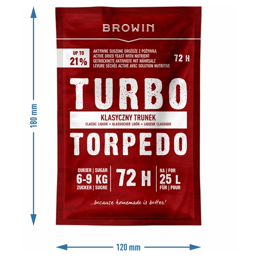 Spiritinės mielės Turbo Torpedo 72 h 21% - 120 g - 5