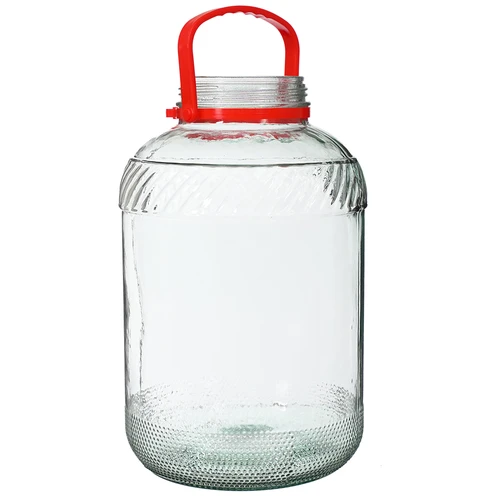 Stiklainis 10 L su plastikiniu dangčiu