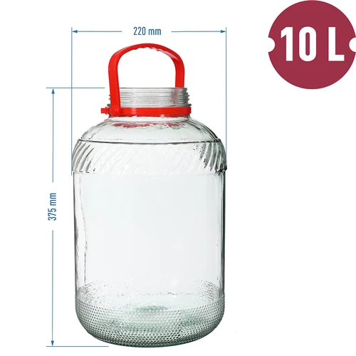 Stiklainis 10 L su plastikiniu dangčiu - 6