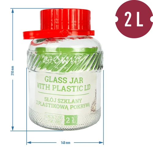 Stiklainis 2 l su plastikiniu dangteliu - 2