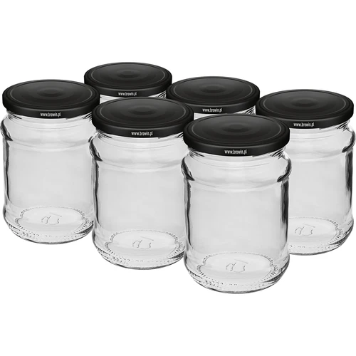Stiklainis 250 ml Ø 66/4 juodas dangtelis - 6 vnt.