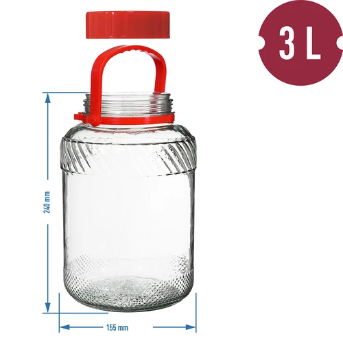 Stiklainis 3 l su plastikiniu dangčiu - 6