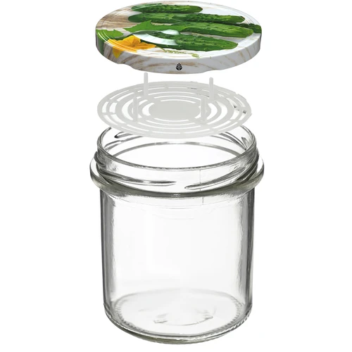 Stiklainis 350 ml su dangteliu ir prispaudėju - 6 vnt. - 2
