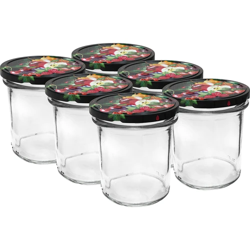 Stiklainis 350 ml su spalvotu užsukamu dangteliu - 6 vnt.