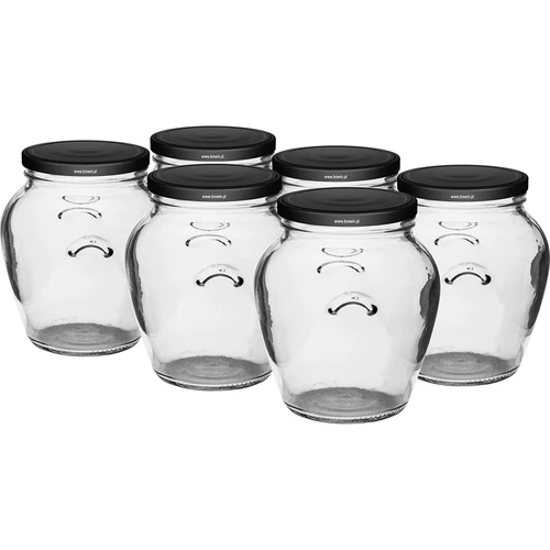 Stiklainis Amfora 580 ml (fi 82) su juodu dangteliu 6 vnt.