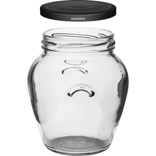Stiklainis Amfora 580 ml (fi 82) su juodu dangteliu 6 vnt. - 3