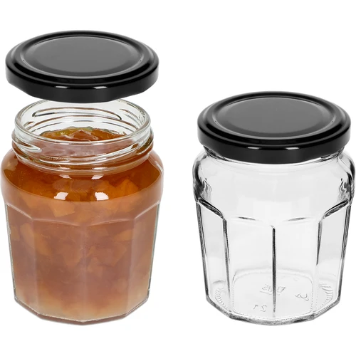 Stiklainis Konfitura 230ml su juodu dangteliu fi63/4 - 6 vnt. - 5