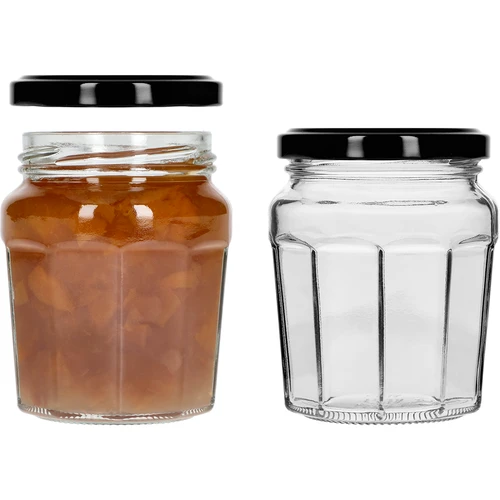 Stiklainis Konfitura 230ml su juodu dangteliu fi63/4 - 6 vnt. - 6