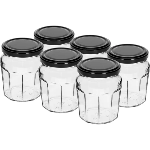 Stiklainis Konfitura 230ml su juodu dangteliu fi63/4 - 6 vnt.