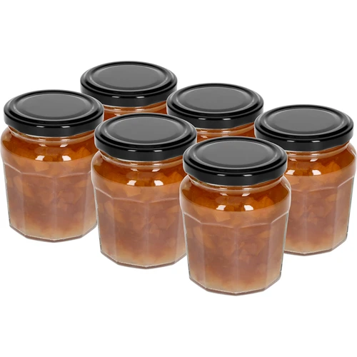 Stiklainis Konfitura 230ml su juodu dangteliu fi63/4 - 6 vnt. - 3