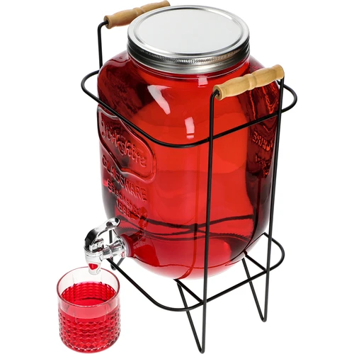 Stiklainis Lemoniada 8 l - su kraneliu, ant metalinio stovo su rankenomis - 5