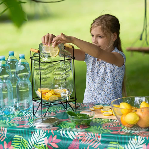 Stiklainis Lemoniada 8 l - su kraneliu, ant metalinio stovo su rankenomis - 7