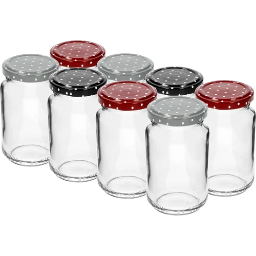 Stiklainis TO 190 ml su spalvotu dangteliu fi 53 - 8 vnt.