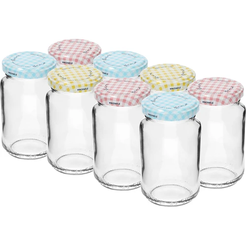 Stiklainis TO 190 ml su spalvotu dangteliu fi 53 - 8 vnt. - 2
