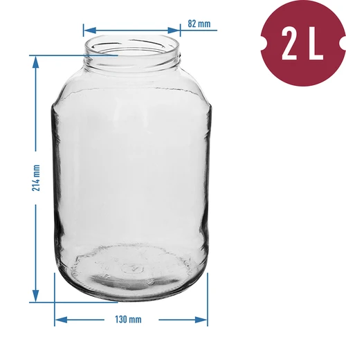 Stiklainis TO 2 L, fi 82/6 su spalvotu užsukamu dangteliu + žnyplės - 2
