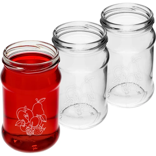 Stiklainis TO 300ml su spauda - vaisių miksas ir dangteliu fi66/4 - 3 vnt. - 3