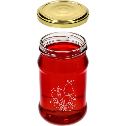 Stiklainis TO 300ml su spauda - vaisių miksas ir dangteliu fi66/4 - 3 vnt. - 5