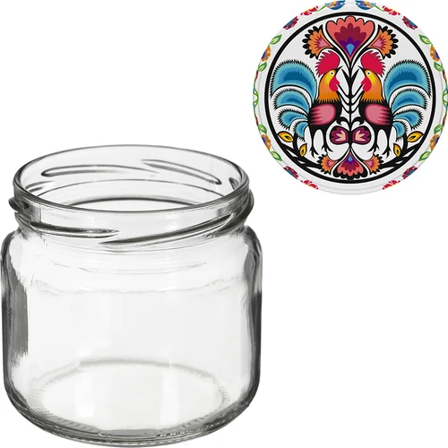 Stiklainis TO 370 ml su spalvotu dangteliu fi82/6- 6 vnt. - 5