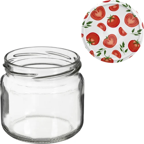 Stiklainis TO 370 ml su spalvotu dangteliu fi82/6- 6 vnt. - 7