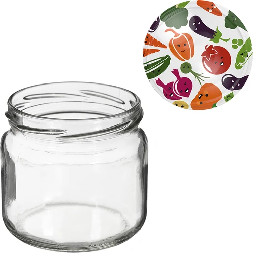 Stiklainis TO 370 ml su spalvotu dangteliu fi82/6- 6 vnt. - 6