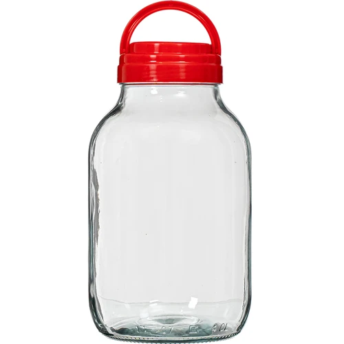 Stiklainis TO 4 L ir dangtelis fi 100 su rankenėle