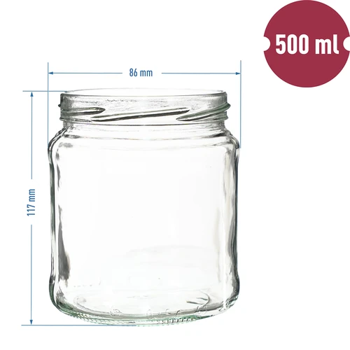 Stiklainis TO 500 ml su auksinės spalvos užsukamu dangteliu fi82/6 – 6 vnt. - 6