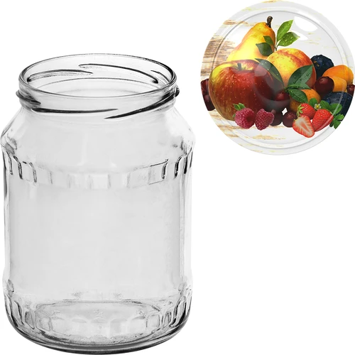Stiklainis TO 720 ml su spalvotu užsukamu dangteliu fi 82/6 - 6 vnt. - 9