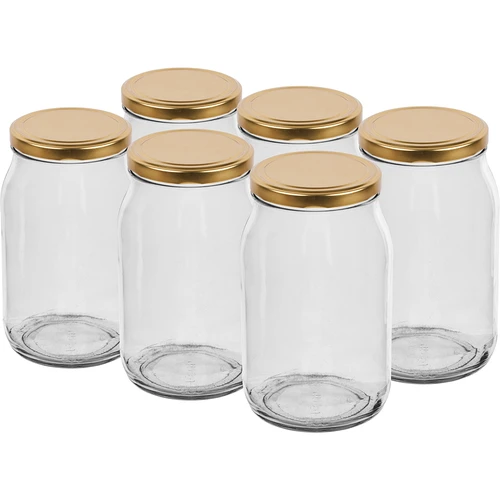 Stiklainis TO 900 ml su auksiniu užsukamu dangteliu fi 82/6 - 6 vnt.