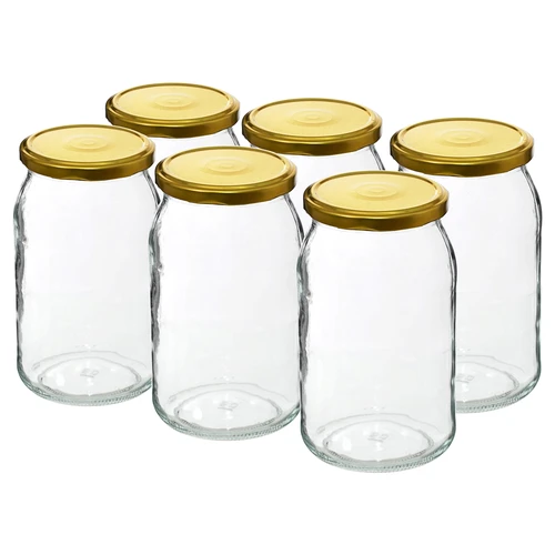 Stiklainis TO 900 ml su auksiniu užsukamu dangteliu fi 82/6 - 6 vnt. - 2