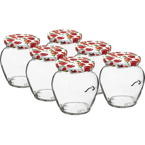 Stiklainis TO Amfora 580 ml su spalvotu užsukamu dangteliu fi82/6 - 6 vnt.