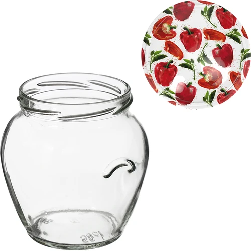 Stiklainis TO Amfora 580 ml su spalvotu užsukamu dangteliu fi82/6 - 6 vnt. - 10
